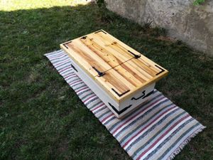 Masa de cafea lemn masiv stil rustic cu spatiu depozitare - imagine 6