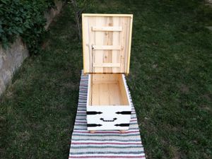 Masa de cafea lemn masiv stil rustic cu spatiu depozitare - imagine 9