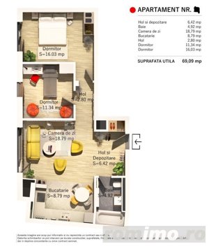 Exclusivitate! Comision 0%! Apartament 3 camere, 69mp, zona Parcul Central  - imagine 2