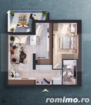 Apartament de 2 camere, 58.68 mp, Iris - imagine 2