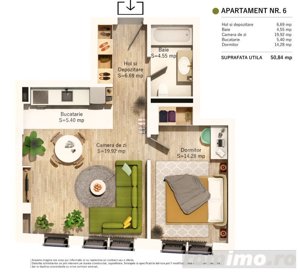 Exclusivitate! Comision 0%! -  2 camere, 51mp, zona Parcul Central  - imagine 2