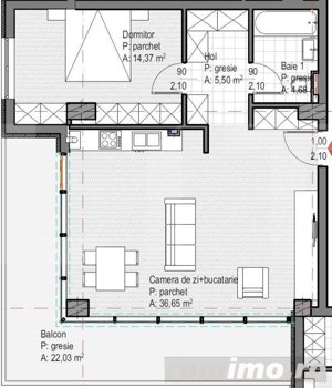 Apartament 2 camere finisat, 61 mp utili, balcon 22 mp, etaj intermediar, Sopor! - imagine 2