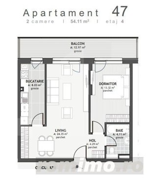 Apartament cu 2 camere, 54.11mp, zona Centrala  - imagine 2