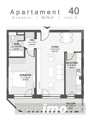 Apartament cu 2 camere, 54.74mp, zona Centrala  - imagine 2