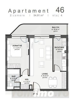  Apartament cu 2 camere, 54.91mp, zona Centrala  - imagine 2