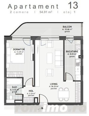 Apartament cu 2 camere, 55mp, zona Centrala, Floresti! - imagine 2