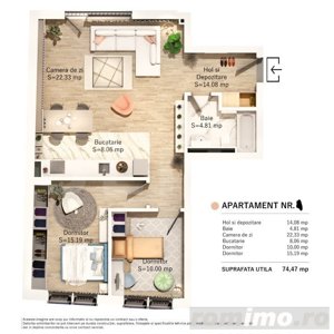 Apartament 3 camere, 69mp, zona Parcul Central  - imagine 2