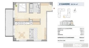 Apartament 2 camere, finisat, orientare SUD-VEST, SEMICENTRAL