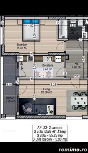 Apartament 2 camere Mobilat Utilat Th. Pallady Titan - imagine 9