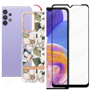 Husa+2 Folii Samsung Galaxy A23 (4G 5G),A13 4G- Gel TPU Flower