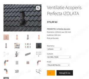 Ventilatie acoperis Perfecta IZOLATA ROTO WIND tigla metalica gri