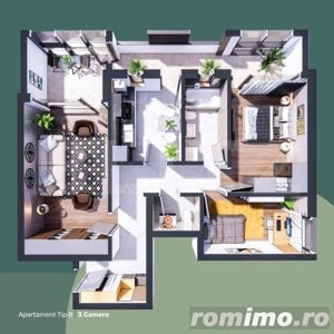 Apartament de 3 camere, decomandat, 83mp, etaj intermediar, zona Hlincea - imagine 2