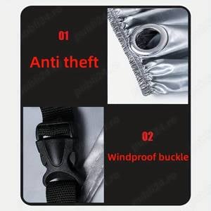 Prelata husa neagra cu argintiu moto scuter XXXL 265cmx125cm­x105cm elastic fata spate inchidere cu  - imagine 4