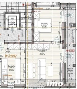 Apartament de 3 camere, 67,68 mp, Calea Moldovei