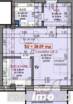  Apartament 1 cam, finisat, 38 mp, parcare - imagine 3