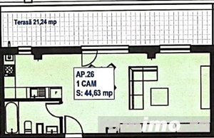 Studio modern, 1 camera, 44 mp, terasa, finisat, zona exclusivista Floresti - imagine 2