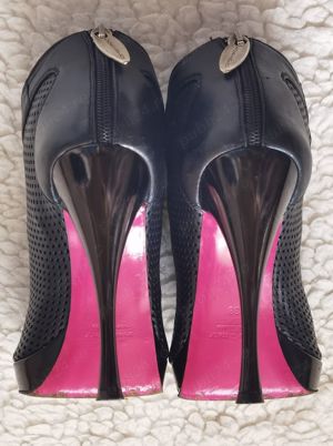 Botine negre dama vara piele naturala perforata sandale - imagine 3