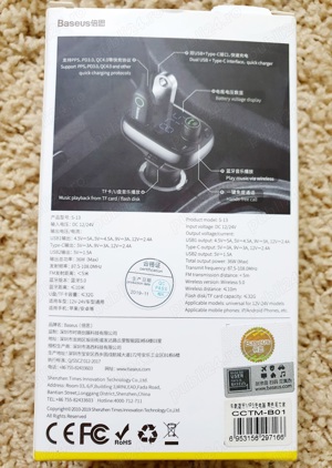 FM Transmiter Baseus S-13 Model T Quick Charge SD card mufa C si B - imagine 2