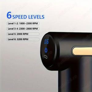 Aparat masaj pistol relax tone cu 4 capete 6 viteze acumulator intern gri argintii sau negre - imagine 5