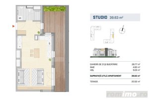 Studio 40mp cu terasa 21mp, Finisat, zona Semicentrala - imagine 2