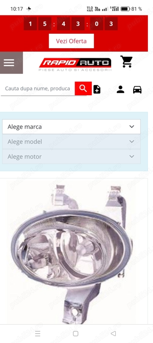 vand proiector stanga peugeot 206