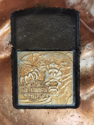 Bricheta anti-vant ZIPPO Harley-Davidson husa piele neagra - imagine 6