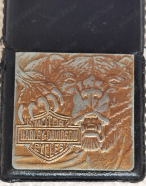 Bricheta anti-vant ZIPPO Harley-Davidson husa piele neagra - imagine 4