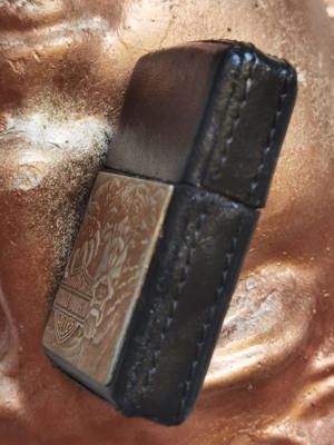 Bricheta anti-vant ZIPPO Harley-Davidson husa piele neagra - imagine 3