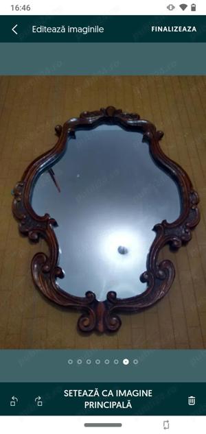 Oglinda rama lemn sculptat, dulap, masa lemn, noptiera - imagine 4