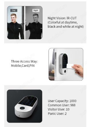 Wifi Video Intercom Access Control System Tuya Smart App Door Peep Camera Apartment and Home RFID - imagine 3