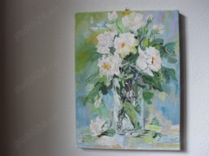 Vas cu trandafiri 1-pictura ulei pe panza