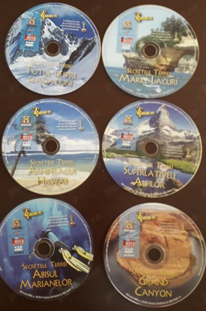 VideoCD-uri cu  documentare colectia Enigmele Terei+Jocuri si Teste PC de cultura generala cl.V-XII 