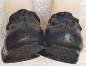 Balerini negri dama piele naturala Tory Burch logo metalic supradimensionat auriu opinci femei - imagine 8