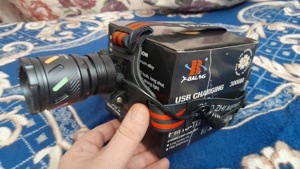 Lanterna frontala de cap led tip laser alb raza 500 metri , zoom , senzor miscare , 3 acumulatori - imagine 4