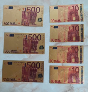 Vând bancnotă (bancnote) de 500 și 10 euro AURITE [poze reale]