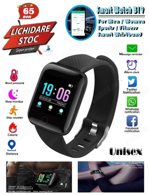 SmartWatch model B19 -Unisex   negru -functii tip bratara fitness -UK