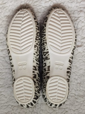 Balerini fete Crocs Lina Flat Leopard White Black pantofi fetite - imagine 10