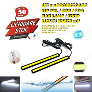 Set 2 x Proiectoare DRL/COB/Fog Bar Lamp/Strip Lights White 12V - UK