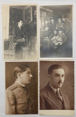 4 fotografii CP vechi, militari români, perioadă interbelică