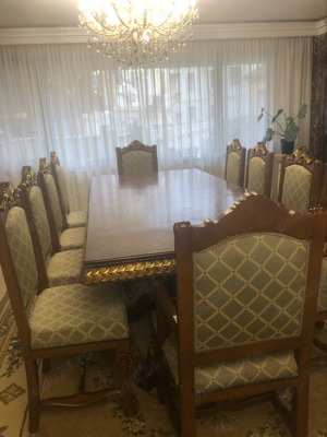masa lemn scluptat cu foita aur 10 persoane