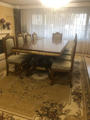 masa lemn scluptat cu foita aur 10 persoane