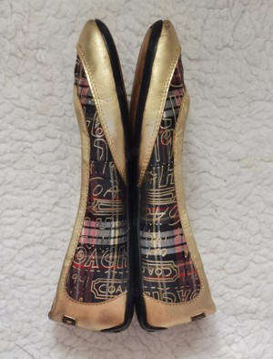 Balerini aurii dama piele naturala firma Coach opincute femei - imagine 6