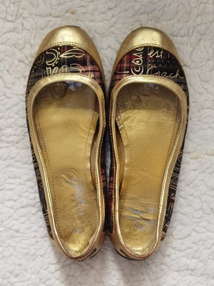 Balerini aurii dama piele naturala firma Coach opincute femei - imagine 7