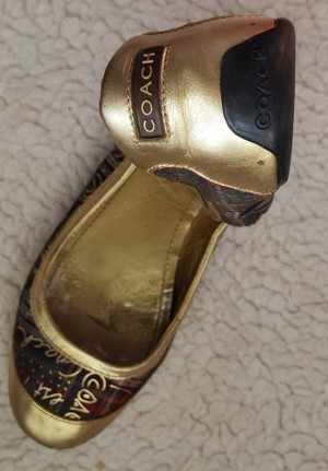 Balerini aurii dama piele naturala firma Coach opincute femei - imagine 5