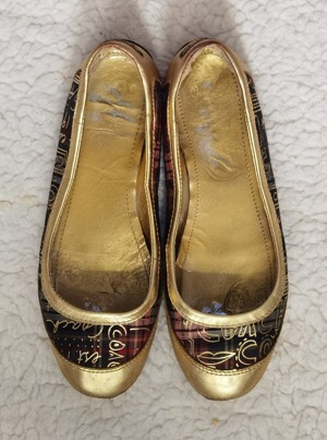 Balerini aurii dama piele naturala firma Coach opincute femei - imagine 2