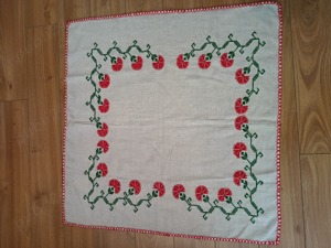 2 Fete masa cusute manual pe etamina mari handmade Vechi - imagine 2