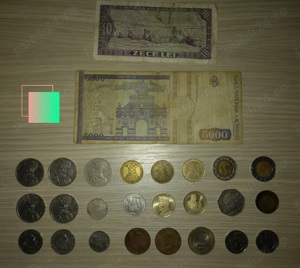 Colectie 24 monede si bancnote romanesti si straine - imagine 2