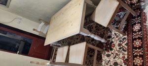 Masa lemn masiv cu 4 scaune