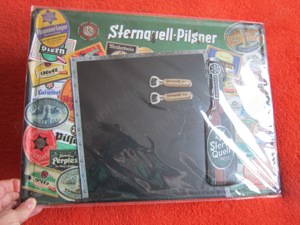 cadou rar Tabla pt scris cu creta Bere Pilsner Reclama Metalica 3D +2 magneti Germany sigilata