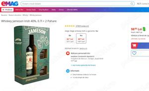 Set Irish Whisky, JAMESON, Triplu Distilat+2 pahare - imagine 4